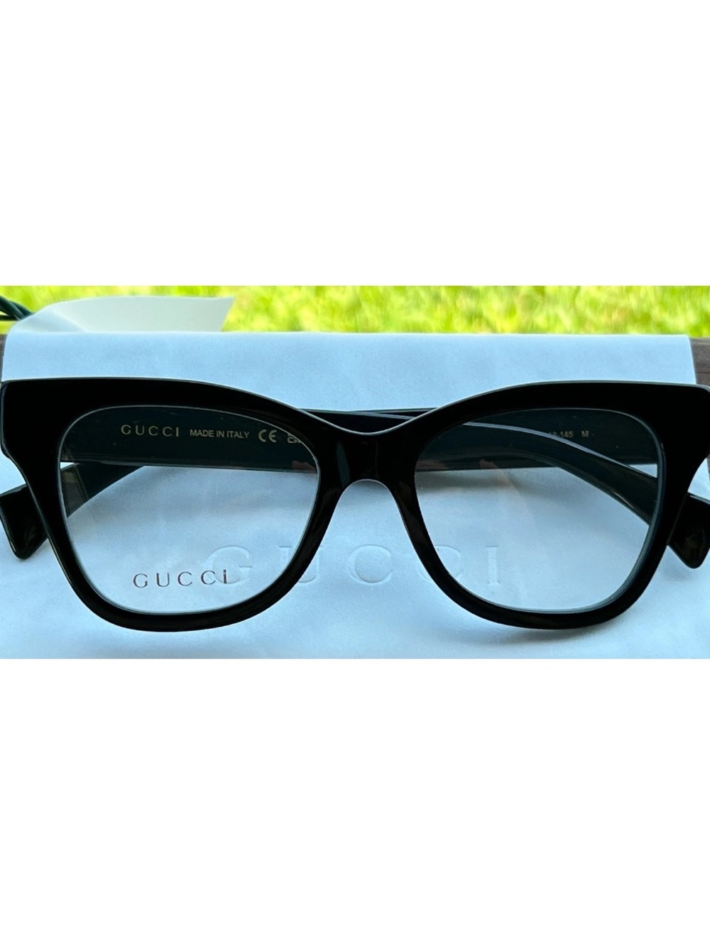 GUCCI GG1133O 001 Eyeglasses Frame Women Black Gold Cat Eye RX-Able New